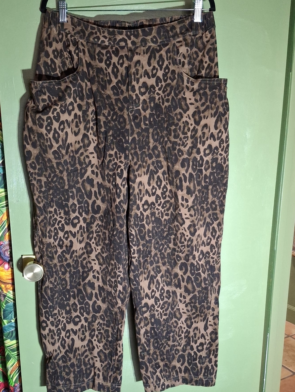 Annie Leopard Print Wide-Leg Pants - Brown & Black